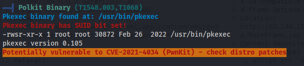 linpeas flagging vulnerable polkit binary