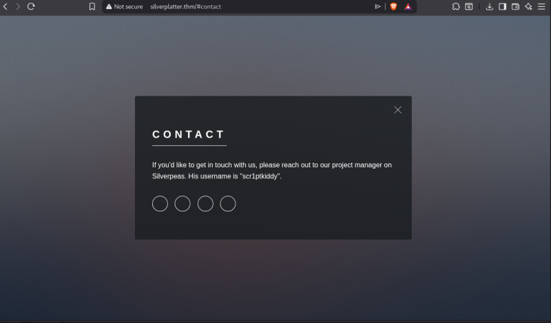 contact page revealing username and Silverpeas