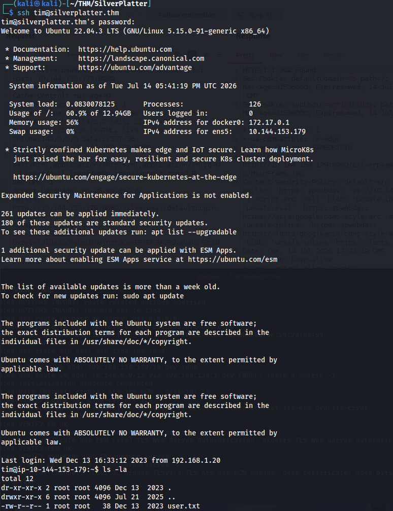 SSH login as tim and user flag